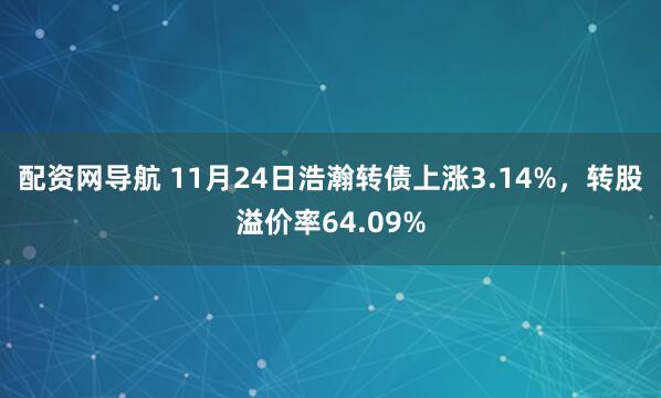 配资网导航 11月24日浩瀚转债上涨3.14%，转股溢价率64.09%